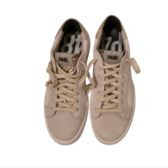 P448 Thea Leather Suede Platform Sneakers Size 38 You can Surf Later Skater - Picture 2 of 10